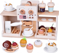 Dřevěná kavárna – baristický kávovar s doplňky