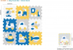 Pěnové puzzle podložka s dopravními prostředky 9 ks, EVA, 3D skládání pro děti 10m+