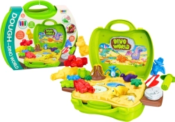 plastelína svět dinosaurů v kufříku – formičky a nástroje, zelená