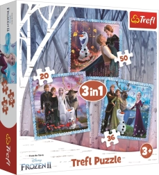 Puzzle 3v1 Ledové království Magický příběh Trefl