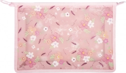 Pouzdro na dokumenty A4 – růžové kytičky se zipem