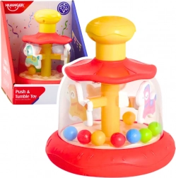 Interaktivní kolotoč bábovka s kuličkami pro miminko červený