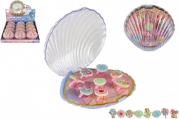 Sada dětských nastavitelných prstýnků s motivy mořského světa v krabičce ve tvaru mušle