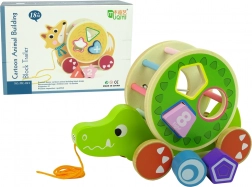 Dřevěná tahací hračka krokodýl se sorterem