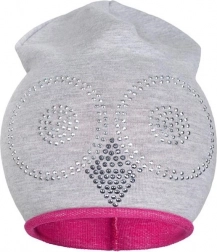 jarní bavlněná čepička new baby sova šedo-růžová 110 (4–5 let)