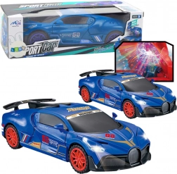 Interaktivní sportovní auto s čidlem překážek, led koulí a otočením 360°, modré