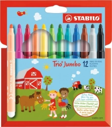Stabilo Trio Jumbo sada fixů, 12 barev