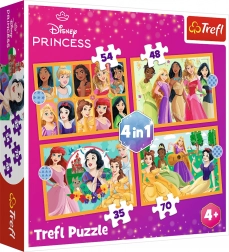 Puzzle 4 v 1 – pohádkové příběhy PRINCESS DISNEY
