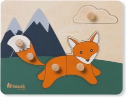 Hauck dřevěné puzzle s úchyty Fox – vzdělávací knoflíkové puzzle