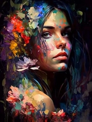 Diamantové malování barevný portrét ženy 30 × 40 cm