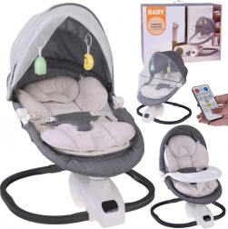 Lehátko-houpačka a jídelní židlička 3v1 s moskytiérou a dálkovým ovládáním