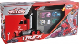 Hrací set kamion s katapultem a 4 autíčky