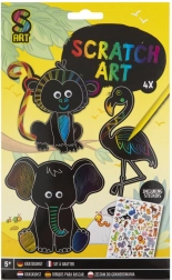 Kreativní set vyškrabovacích zvířátek se samolepkami, 4 ks