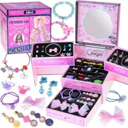 Rozkládací šperkovnice pro děti s korálky a ozdobami do vlasů