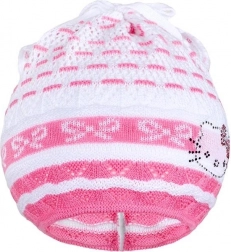 pletená čepička-šátek new baby kočička růžová