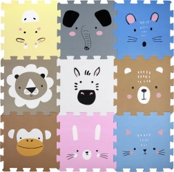 Humbi pěnová podložka – vzdělávací puzzle se zvířátky 120 × 120 cm, 9 dílů