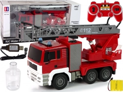 RC hasičské auto s vodním efektem a otočným žebříkem