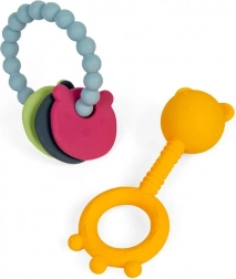 Silikonové chrastítko a kousátko 2 v 1 a kousací kroužek pro miminka
