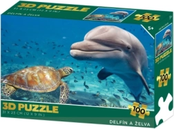 3D puzzle – delfín a želva (100 dílků)