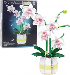 Konstrukční kostky Orchidea v květináči růžovo-bílá