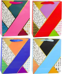 Papírová dárková taška s geometrickými vzory 32 × 26 × 12 cm