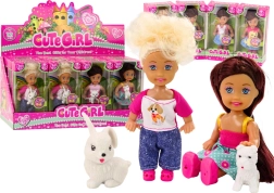 Mini panenka s dlouhými vlasy a zvířátkem v barevném oblečku