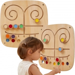 dřevěná nástěnná smyslová tabule labyrint dotkni a přiřaď viga