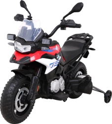 Dětská elektrická motorka BMW F850 GS, červená, EVA kola, LED světla, pomalý start