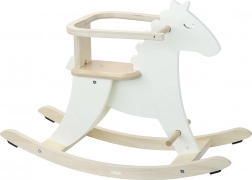 Vilac Dřevěný houpací kůň s opěradlem bílý