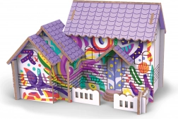 3D dřevěný puzzle dům s barvami