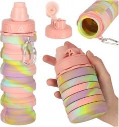 Skládací sportovní silikonová láhev na vodu 500ml duhová