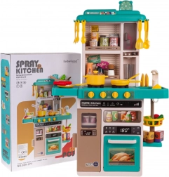 Dětská interaktivní kuchyňka s párou, světly a zvuky 50 dílů – Modrá