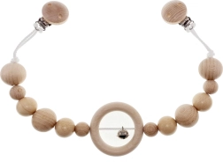 Hess dřevěný řetízek na kočárek s rolničkou, přírodní, dlouhý