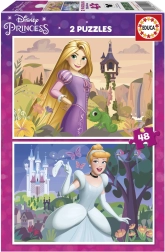 Puzzle DISNEY princezny 2×48 dílků – Locika a Popelka