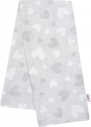 Bavlněná plenka s potiskem NEW BABY šedá srdíčka