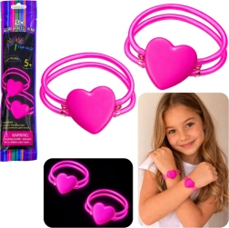 Dvojité svítící náramky srdce neon glow stick – sada