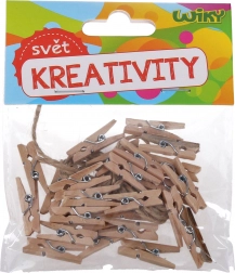 Dřevěné barevné kolíčky 3,5 cm s provázkem, 15 ks