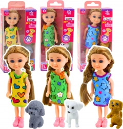 Mini panenka v šatech se psem 14,5 cm