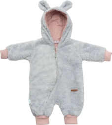 New Baby teddy bear šedo-růžový dětský zimní overal