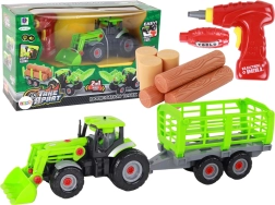 Traktor s přívěsem k montáži DIY se šroubovákem