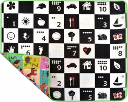 Humbi pěnová oboustranná edukativní podložka 3v1 šachovnice, abeceda a čísla 180 × 150 × 1 cm