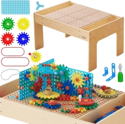 Dřevěný STEM stůl MASTERKIDZ s konstrukční sadou a panely