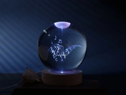 křišťálová lampička koule hudba 10 cm