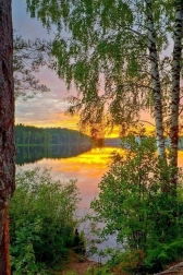 Diamantové malování Západ slunce nad jezerem 30x40 cm