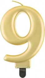 Dortová svíčka zlatá číslo 9