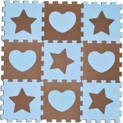 Pěnové puzzle hvězdy a srdce modré