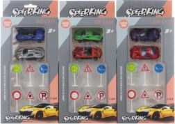 Sada kovových autíček se značkami