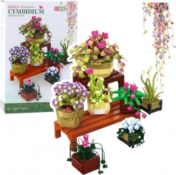 Konstrukční stavebnice květiny v květináčích se dvěma policemi – 1446 dílků