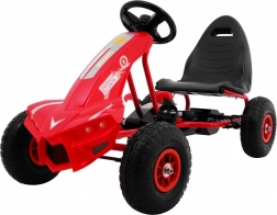šlapací motokára champion pro děti 3+ červená s nafukovacími koly a ruční brzdou