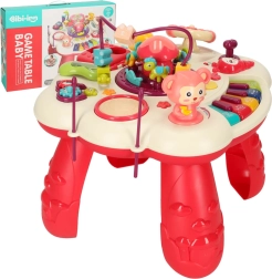Interaktivní vzdělávací stolek s piánkem a bubínky růžový Bibi-inn